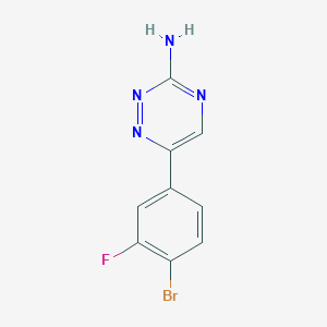 Chemical structure of 6-(4-Bromo-3-fluorophenyl)-1,2,4-triazin-3-amine