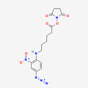 Chemical structure of N-succinimidyl-6-(4'-azido-2'-nitrophenylamino)hexanoate