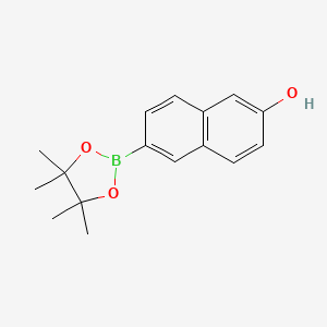 Chemical structure of 6-(4,4,5,5-Tetramethyl-1,3,2-dioxaborolan-2-yl)naphthalen-2-ol