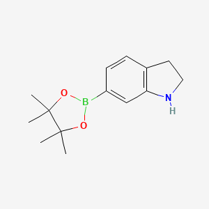 Chemical structure of 6-(4,4,5,5-Tetramethyl-1,3,2-dioxaborolan-2-yl)indoline