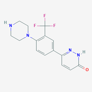 Chemical structure of 6-(4-(Piperazin-1-yl)-3-(trifluoromethyl)phenyl)pyridazin-3(2H)-one