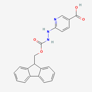 Chemical structure of 6-(2-(((9H-Fluoren-9-yl)methoxy)carbonyl)hydrazinyl)nicotinicacid