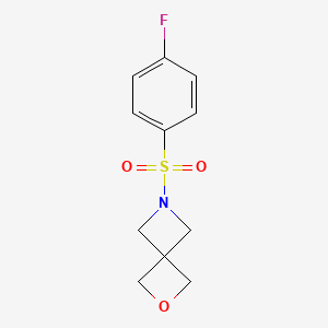 Chemical structure of 6-((4-Fluorophenyl)sulfonyl)-2-oxa-6-azaspiro[3.3]Heptane