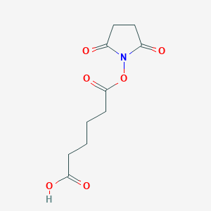 Chemical structure of 6-((2,5-Dioxopyrrolidin-1-yl)oxy)-6-oxohexanoic acid