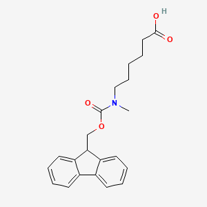 Chemical structure of 6-((((9H-Fluoren-9-yl)methoxy)carbonyl)(methyl)amino)hexanoic acid