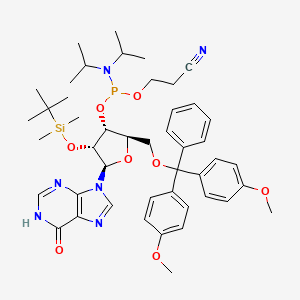 Chemical structure of 5'-O-DMT-2'-O-tert-Butyldimethylsilyl-inosine 3'-CE phosphoramidite