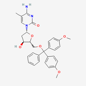 Chemical structure of 5'-O-[bis(4-methoxyphenyl)phenylmethyl]-2'-deoxy-5-methylcytidine