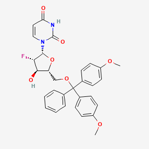 Chemical structure of 5-O-(4,4'-Dimethoxytrityl)-2'-fluoro-b-D-arabinofuranosyl-2'-deoxyuridine