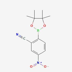 Chemical structure of 5-NItro-2-(tetramethyl-1,3,2-dioxaborolan-2-yl)benzonitrile