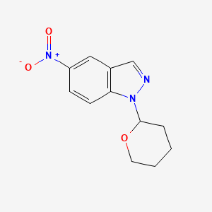 Chemical structure of 5-Nitro-1-(tetrahydro-2H-pyran-2-yl)-1H-indazole