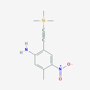 Chemical structure of 5-methyl-4-nitro-2-[2-(trimethylsilyl)ethynyl]aniline