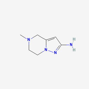 Chemical structure of 5-methyl-4H,5H,6H,7H-pyrazolo[1,5-a]pyrazin-2-amine