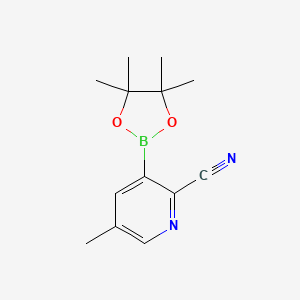 Chemical structure of 5-Methyl-3-(tetramethyl-1,3,2-dioxaborolan-2-yl)pyridine-2-carbonitrile