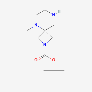 Chemical structure of 5-Methyl-2,5,8-triazaspiro[3.5]nonane, N-BOC-protected