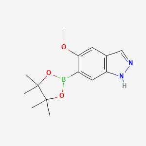 Chemical structure of 5-Methoxy-6-(4,4,5,5-tetramethyl-1,3,2-dioxaborolan-2-yl)-1H-indazole