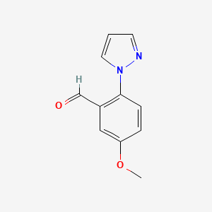 Chemical structure of 5-Methoxy-2-(1H-pyrazol-1-yl)benzaldehyde