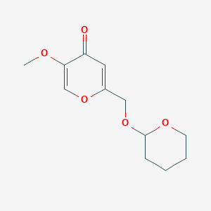 Chemical structure of 5-Methoxy-2-(((tetrahydro-2H-pyran-2-yl)oxy)methyl)-4H-pyran-4-one