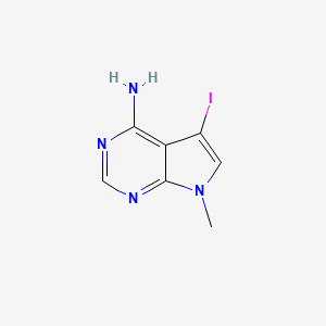 Chemical structure of 5-Iodo-7-methyl-7H-pyrrolo[2,3-d]pyrimidin-4-amine