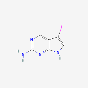 Chemical structure of 5-Iodo-7H-pyrrolo[2,3-d]pyrimidin-2-amine