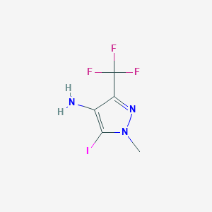Chemical structure of 5-Iodo-1-methyl-3-(trifluoromethyl)-1H-pyrazol-4-amine