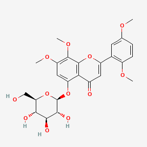 Chemical structure of 5-Hydroxy-7,8,2',5'-tetramethoxyflavone 5-O-glucoside