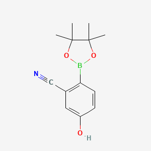 Chemical structure of 5-Hydroxy-2-(4,4,5,5-tetramethyl-1,3,2-dioxaborolan-2-yl)benzonitrile