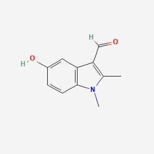 Chemical structure of 5-Hydroxy-1,2-dimethyl-1H-indole-3-carbaldehyde
