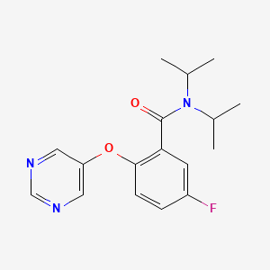 Chemical structure of 5-Fluoro-N,N-diisopropyl-2-(pyrimidin-5-yloxy)benzamide