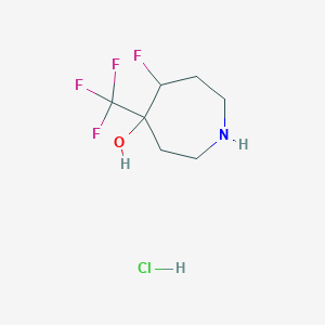 Chemical structure of 5-Fluoro-4-(Trifluoromethyl)Azepan-4-Ol Hydrochloride