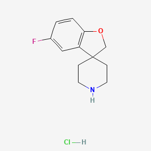 Chemical structure of 5-Fluoro-2H-spiro[1-benzofuran-3,4'-piperidine]hydrochloride