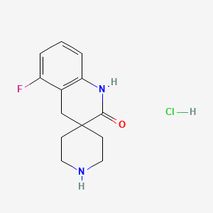 Chemical structure of 5'-Fluoro-2',4'-dihydro-1'H-spiro[piperidine-4,3'-quinoline]-2'-one hydrochlorid