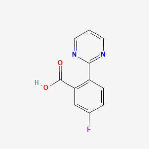 Chemical structure of 5-Fluoro-2-(pyrimidin-2-yl)benzoic acid