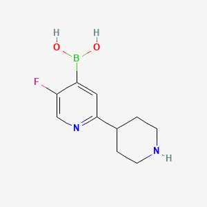 Chemical structure of 5-Fluoro-2-(piperidin-4-yl)pyridine-4-boronic acid