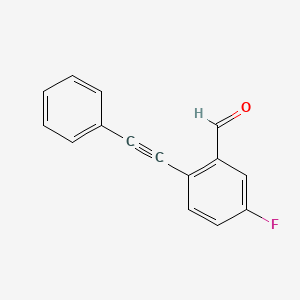 Chemical structure of 5-Fluoro-2-(phenylethynyl)benzaldehyde