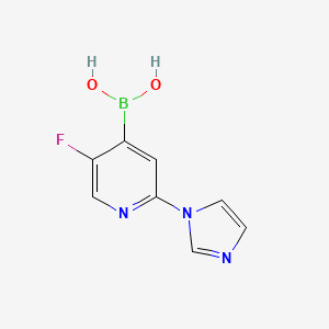 Chemical structure of 5-Fluoro-2-(imidazol-1-yl)pyridine-4-boronic acid