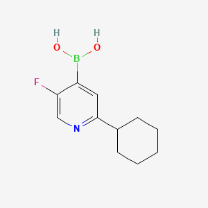 Chemical structure of 5-Fluoro-2-(cyclohexyl)pyridine-4-boronic acid