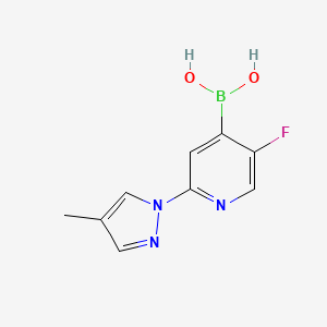 Chemical structure of 5-Fluoro-2-(4-methyl-1H-pyrazol-1-yl)pyridine-4-boronic acid