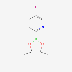 Chemical structure of 5-Fluoro-2-(4,4,5,5-tetramethyl-1,3,2-dioxaborolan-2-yl)pyridine