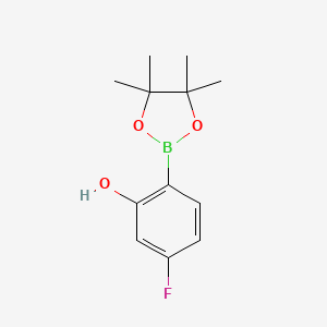 Chemical structure of 5-Fluoro-2-(4,4,5,5-tetramethyl-1,3,2-dioxaborolan-2-yl)phenol