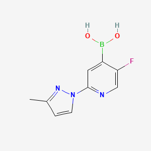 Chemical structure of 5-Fluoro-2-(3-methyl-1H-pyrazol-1-yl)pyridine-4-boronic acid