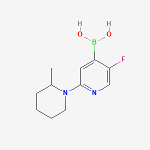 Chemical structure of 5-Fluoro-2-(2-methylpiperidin-1-yl)pyridine-4-boronic acid