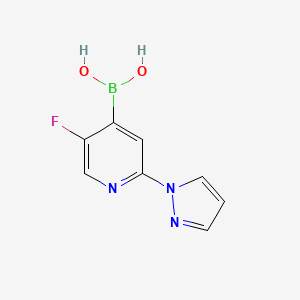 Chemical structure of 5-Fluoro-2-(1H-pyrazol-1-yl)pyridine-4-boronic acid