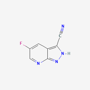 Chemical structure of 5-Fluoro-1H-pyrazolo[3,4-b]pyridine-3-carbonitrile