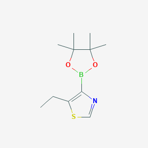 Chemical structure of 5-ethyl-4-(4,4,5,5-tetramethyl-1,3,2-dioxaborolan-2-yl)thiazole