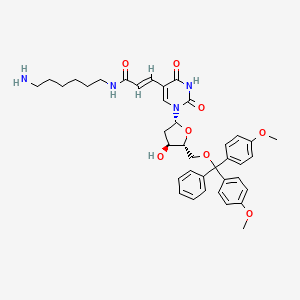 Chemical structure of 5'-DMT-5-[N-(6-Aminohexyl)-3-E-acrylamido]-2'-deoxyuridine