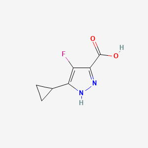Chemical structure of 5-Cyclopropyl-4-fluoro-1H-pyrazole-3-carboxylic acid