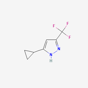 Chemical structure of 5-Cyclopropyl-3-(trifluoromethyl)-1H-pyrazole