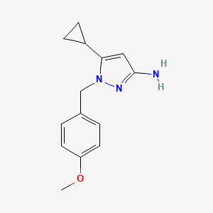 Chemical structure of 5-cyclopropyl-1-(4-methoxybenzyl)-1h-pyrazol-3-amine