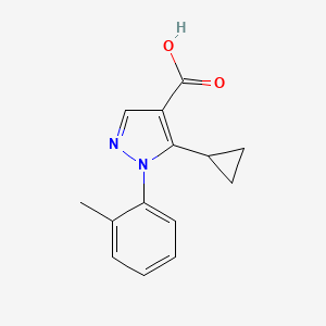 Chemical structure of 5-Cyclopropyl-1-(2-methylphenyl)-1H-pyrazole-4-carboxylic acid