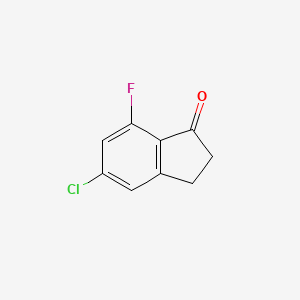 Chemical structure of 5-Chloro-7-fluoro-2,3-dihydro-1H-inden-1-one